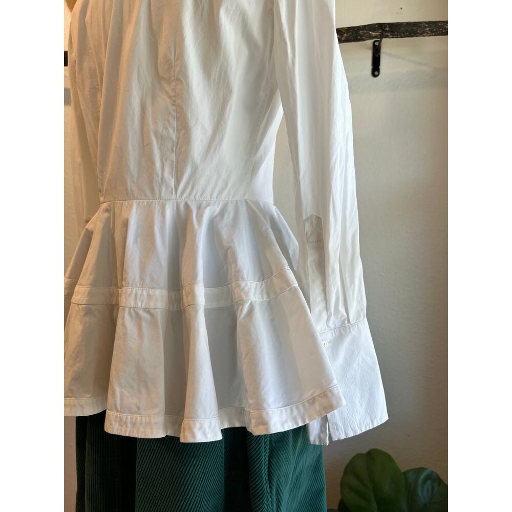 Alexander Mcqueen Italy Made White Button Down Peplum Shirt Size XS/Small - Picture 2 of 13
